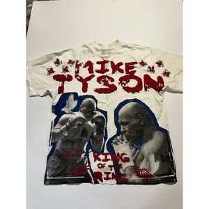 Mike Tyson Collection T Shirt White King Of The Ring Boxing Red White Blue